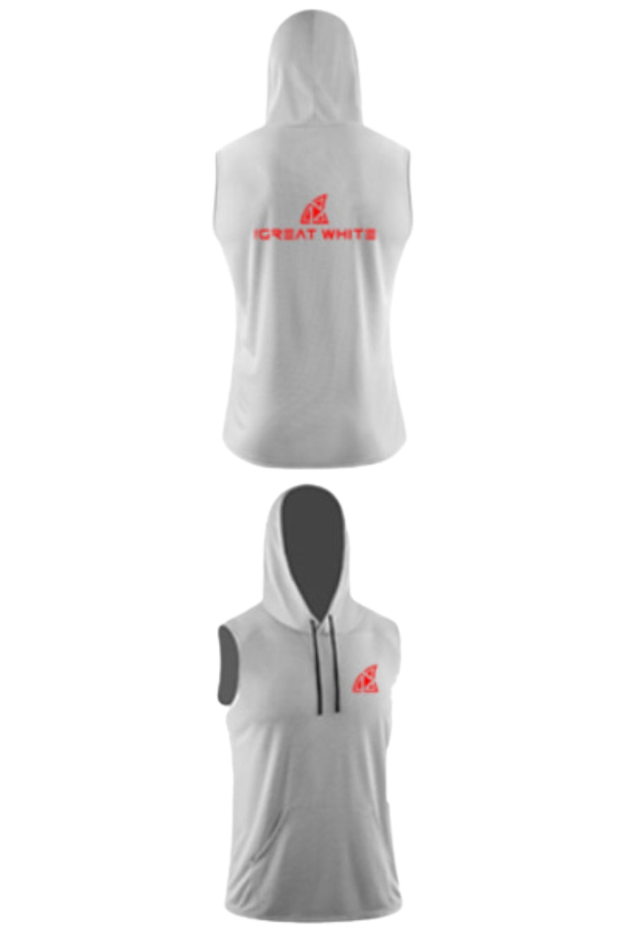 Icon Sleeveless Performance Hoodie grey with red logo